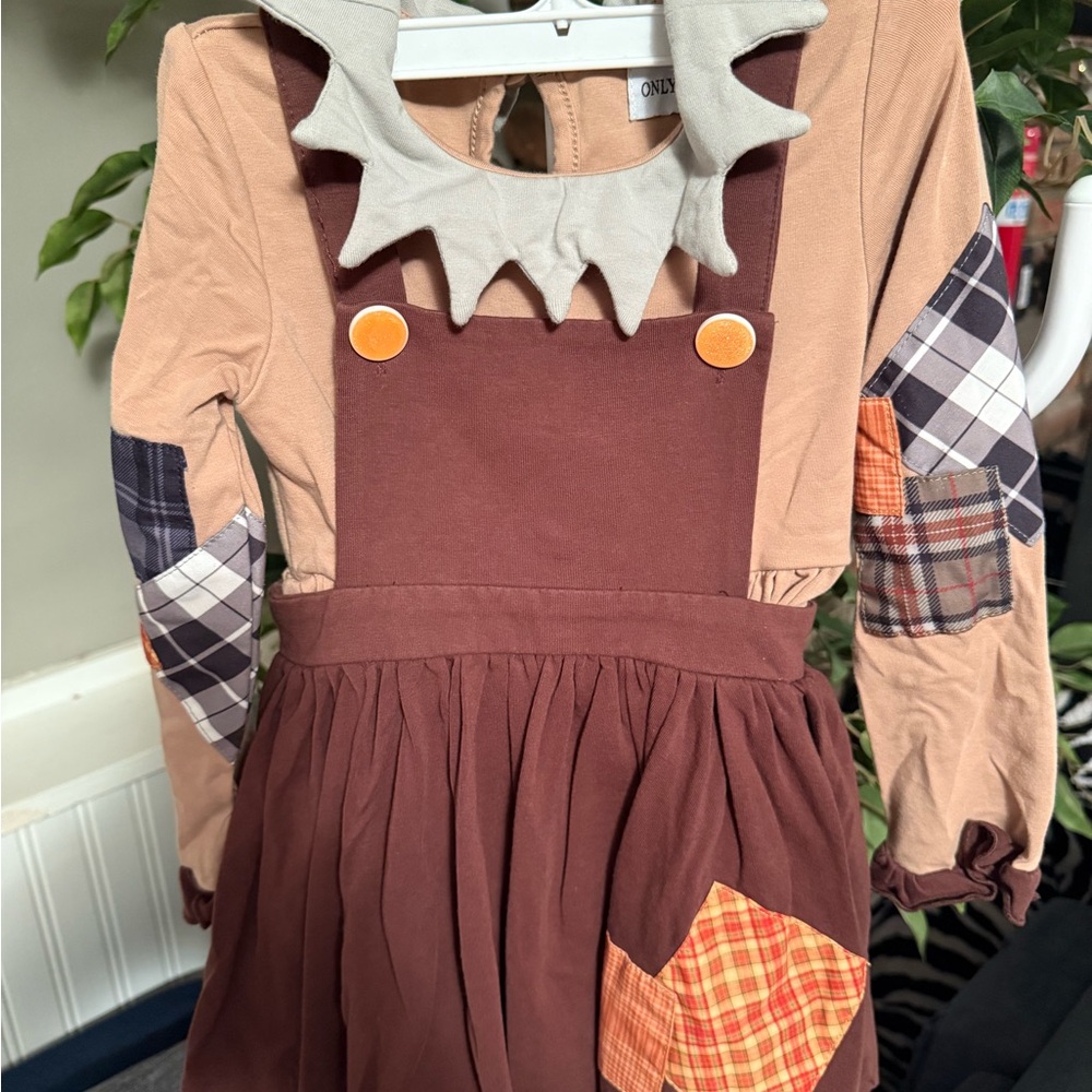 Charming Brown Kids Casual Dress - Picture 3 of 6